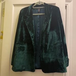 AQUA x Happily Grey Green Velvet Blazer